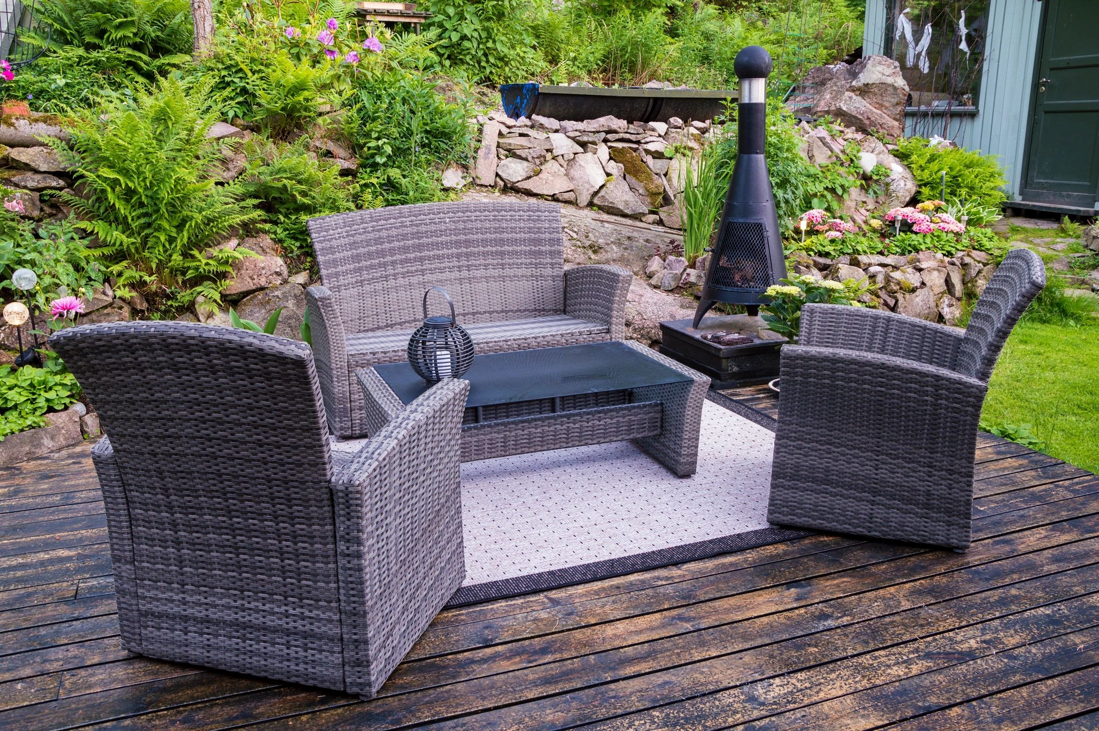 ceramic coated backyard chair and table set